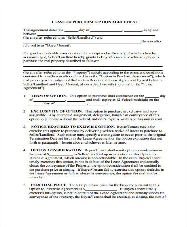 Lease option purchase agreement pdf